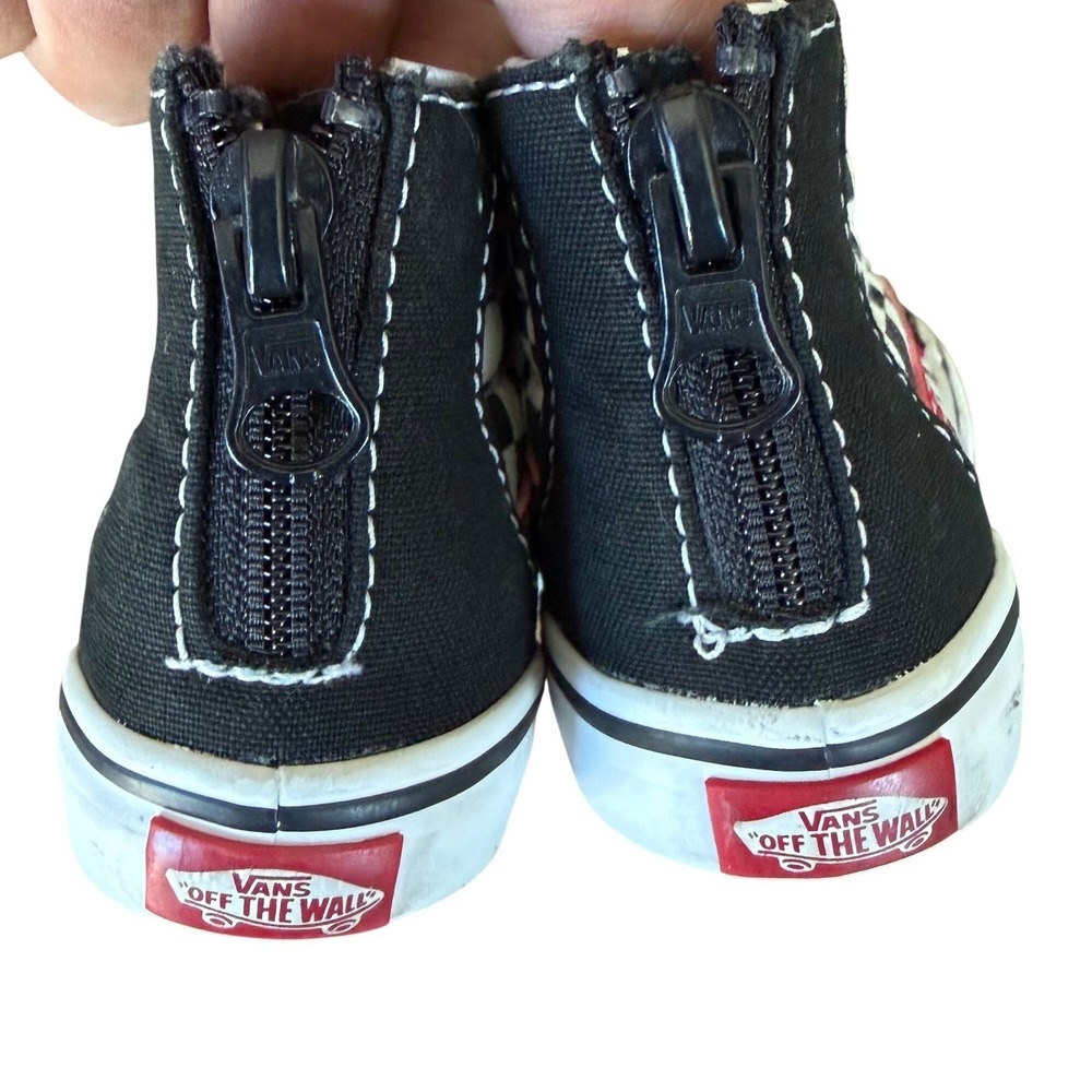 Vans Sk8-Hi Zip Toddler 6.0 Checkerboard Black Red High Top Sneakers 721356 - Picture 10 of 10